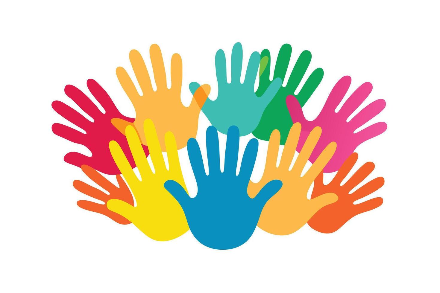 Colorful Hands Together on White, Inclusion Diversity, Hands Clipart, Equality vector