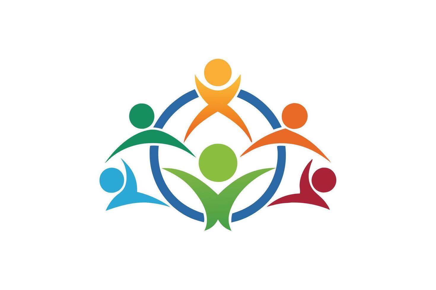 Colorful Abstract People Team Circle Logo on a White Background vector