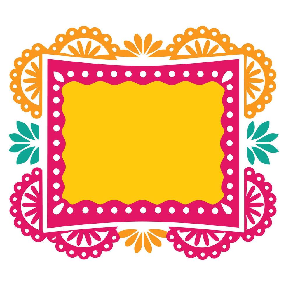 Colorful Decorative with Floral Design and Yellow Fill on White Background vector
