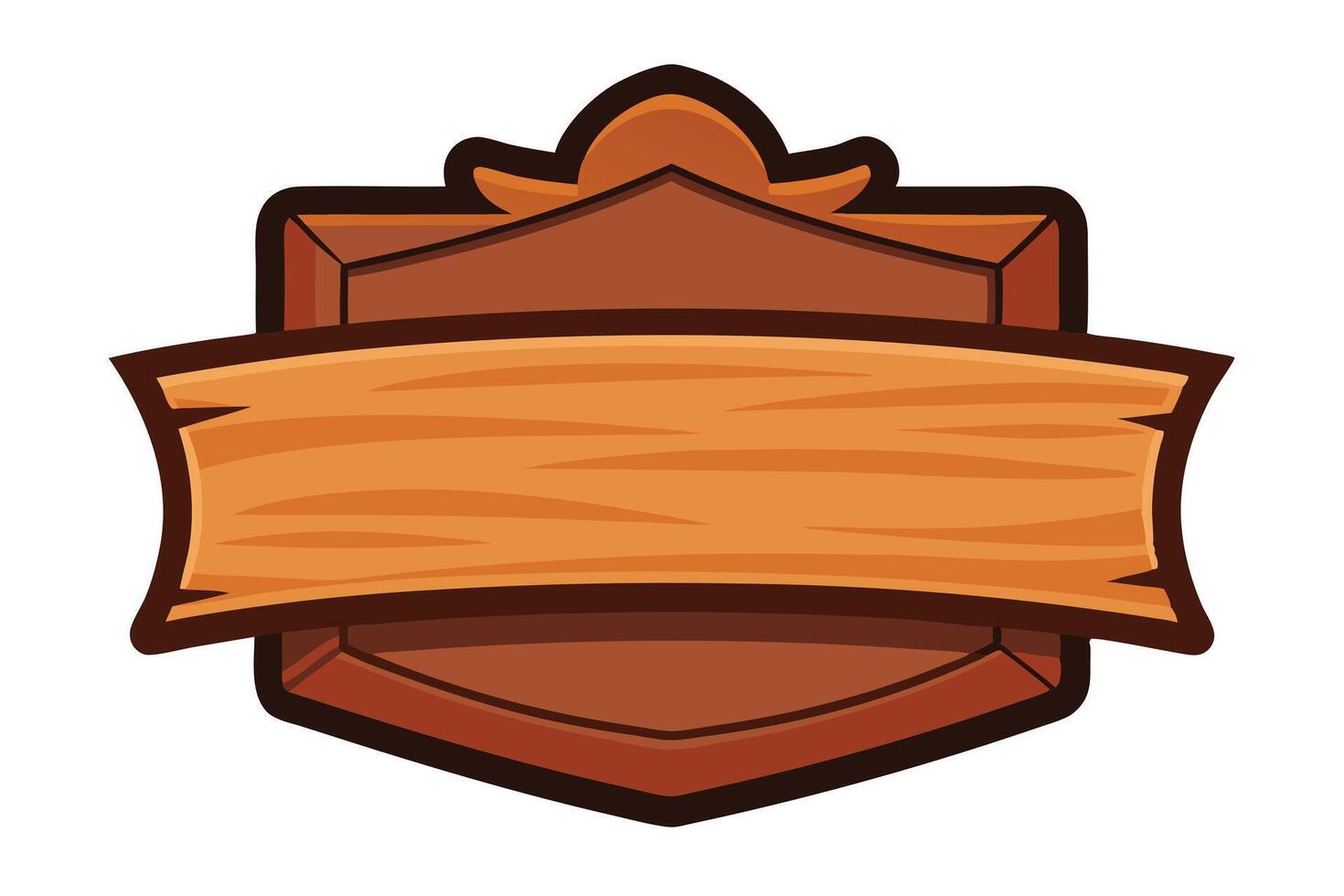 Cartoon Wooden Sign, Blank Wood Plank, Brown Frame, Isolated Element, Transparent vector