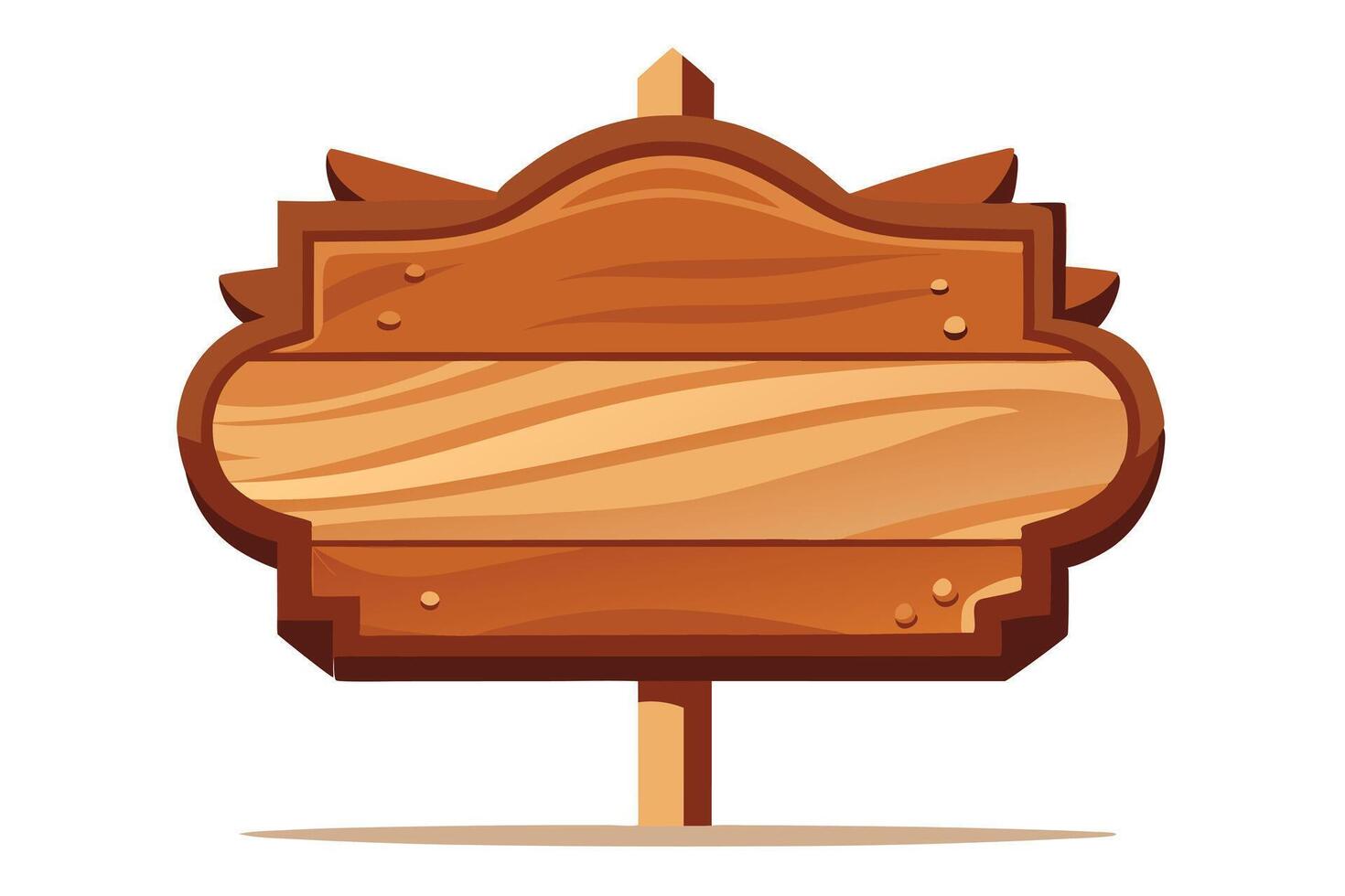 Cartoon Style Wooden Signpost with Stand on White Background Detailed Design vector