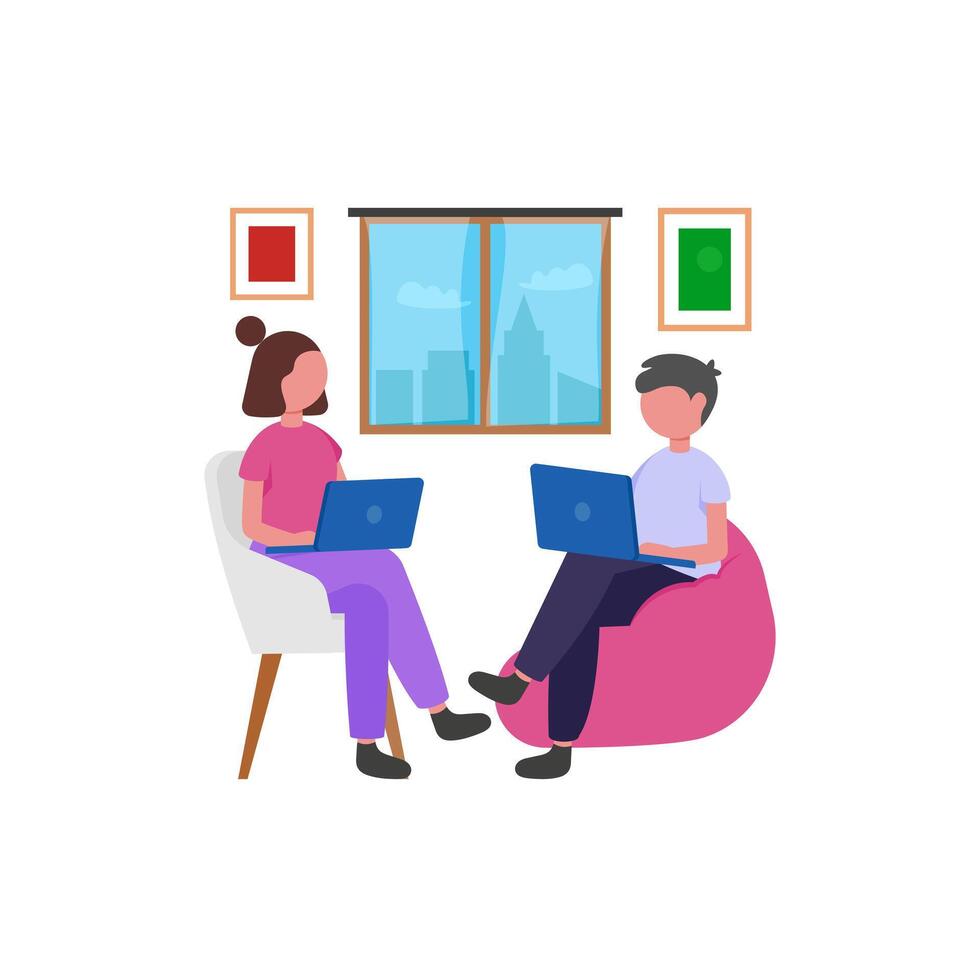 Modern Shared Workspace Environment vector