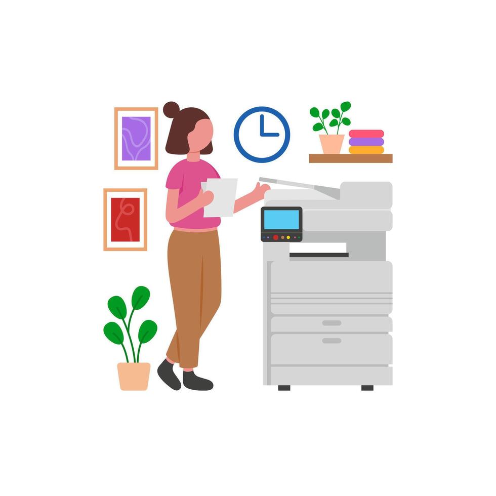 Office Printing Equipment Use vector