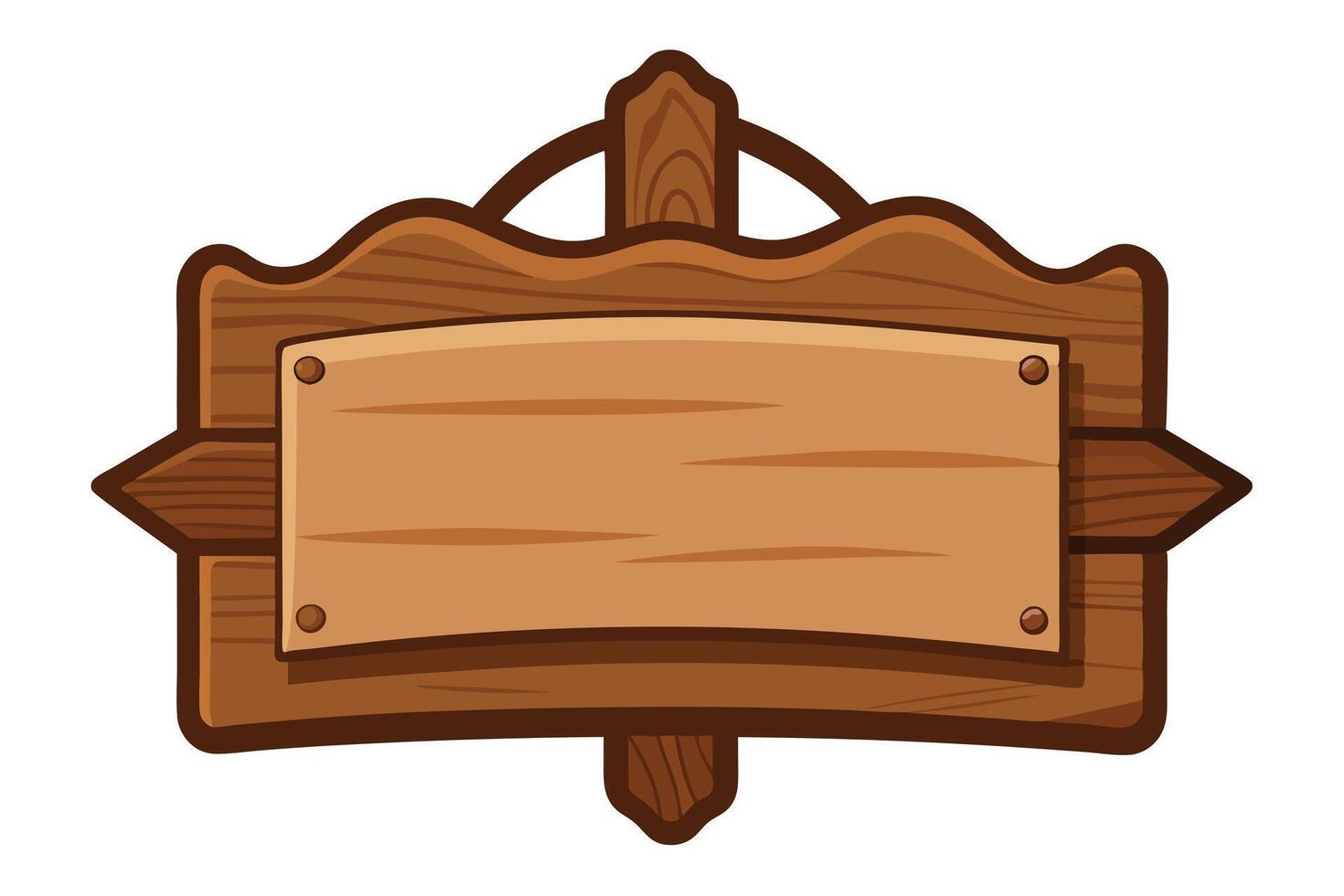 Cartoon Style Wooden Signboard with Blank Space on Transparent Background vector