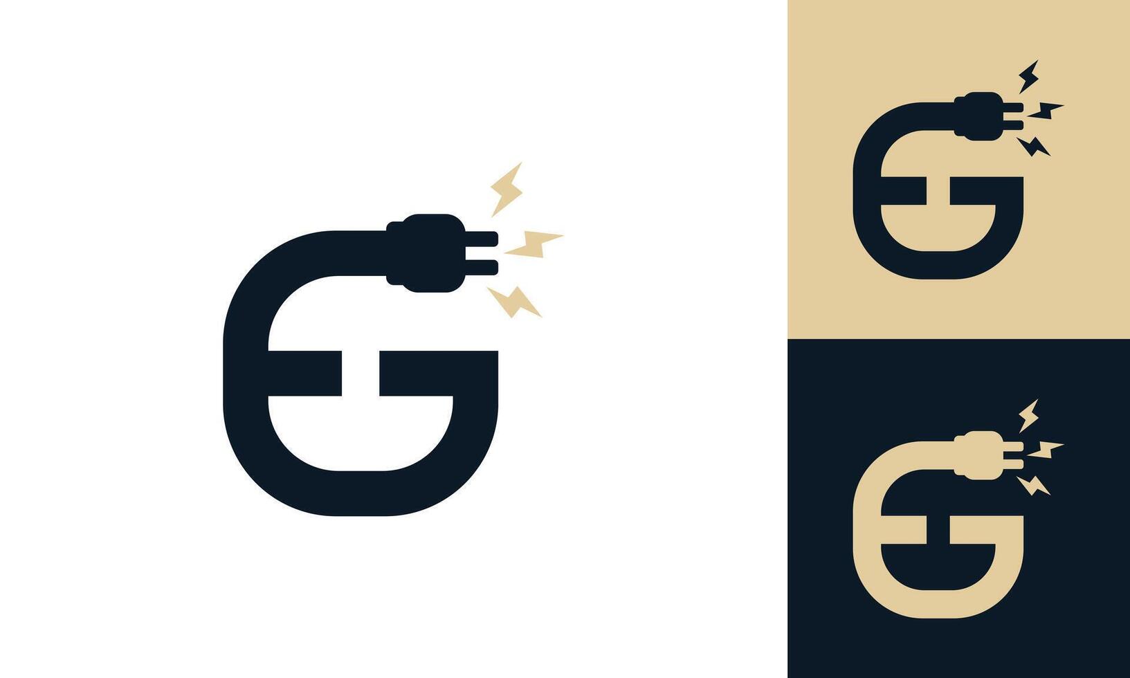 EG or GE electric monogram logo design vector