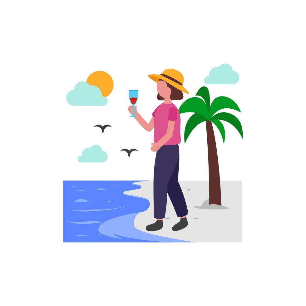 Sunset Beach Stroll Time vector