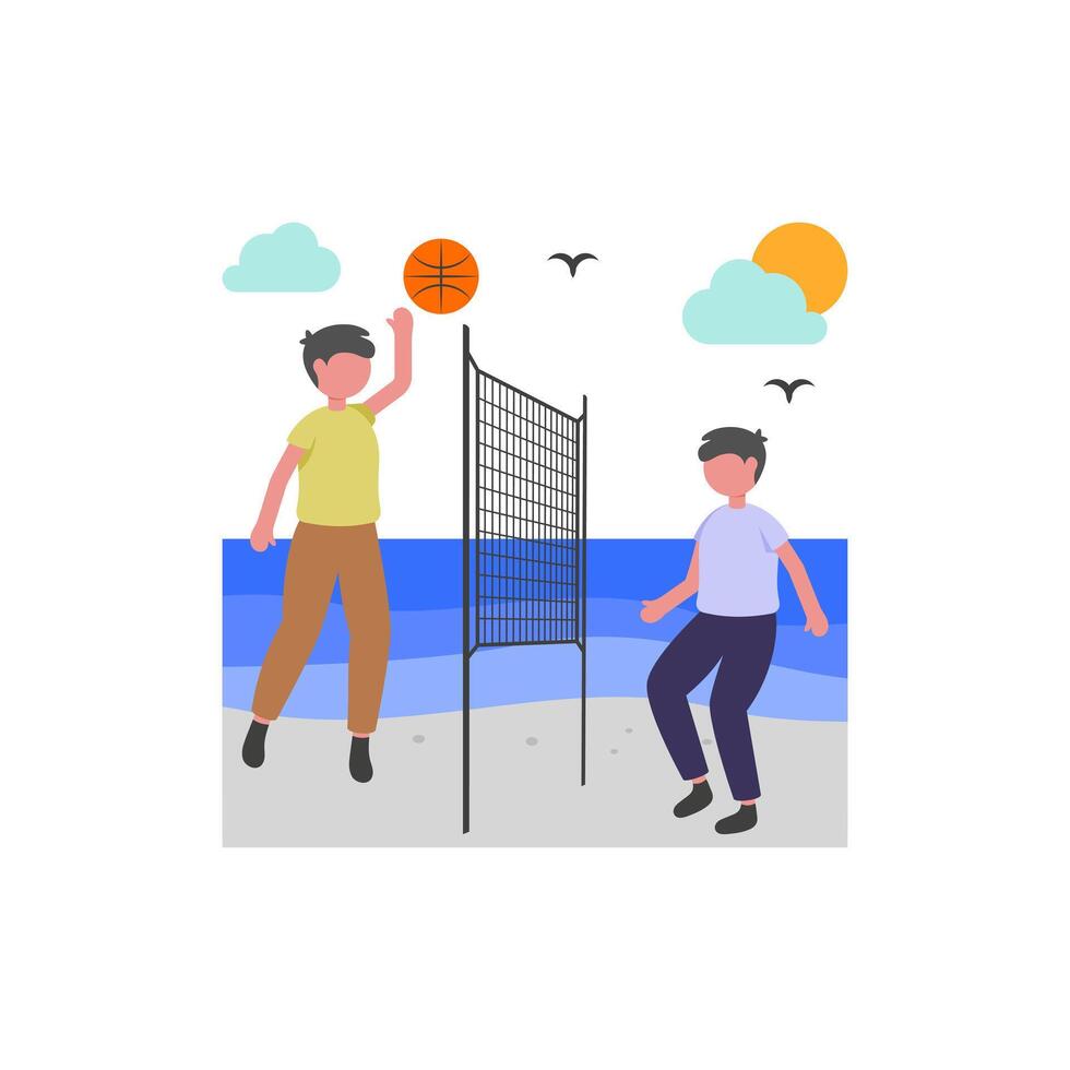 Competitive Beach Volleyball Game vector