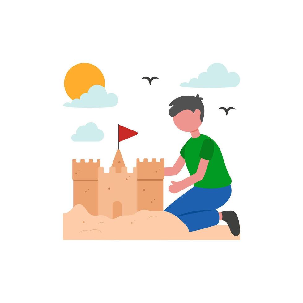 Creative Sandcastle Building Activity vector