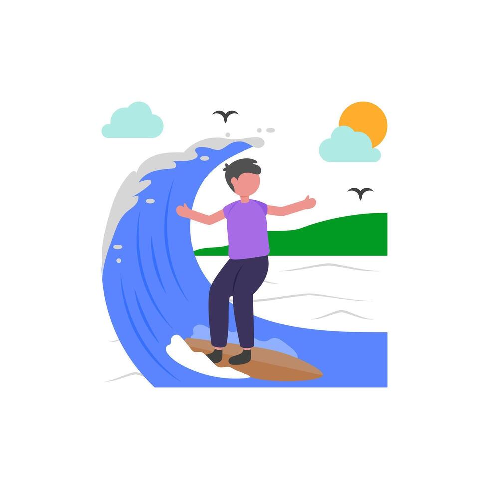 Ocean Wave Surfing Session vector