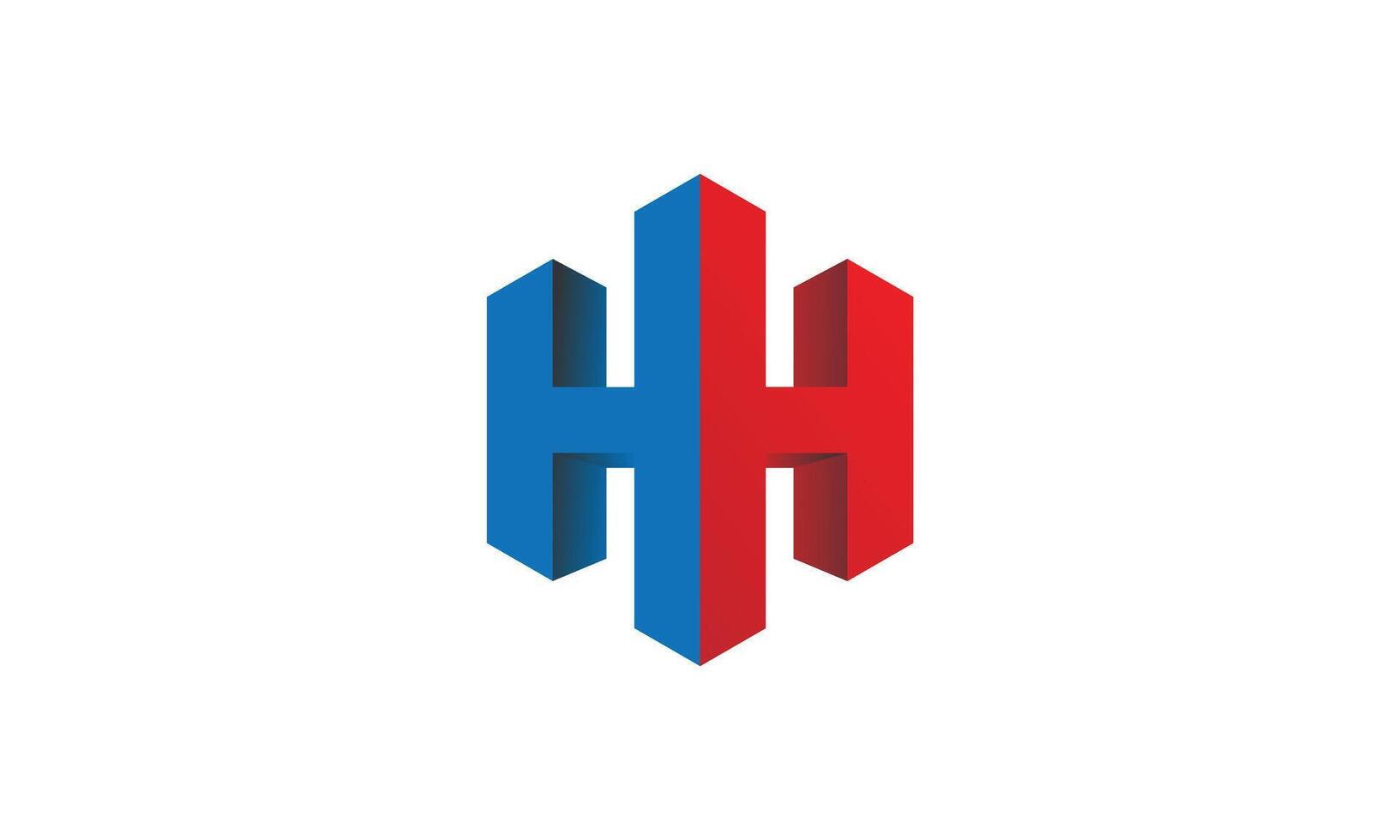 3D HH monogram logo design vector