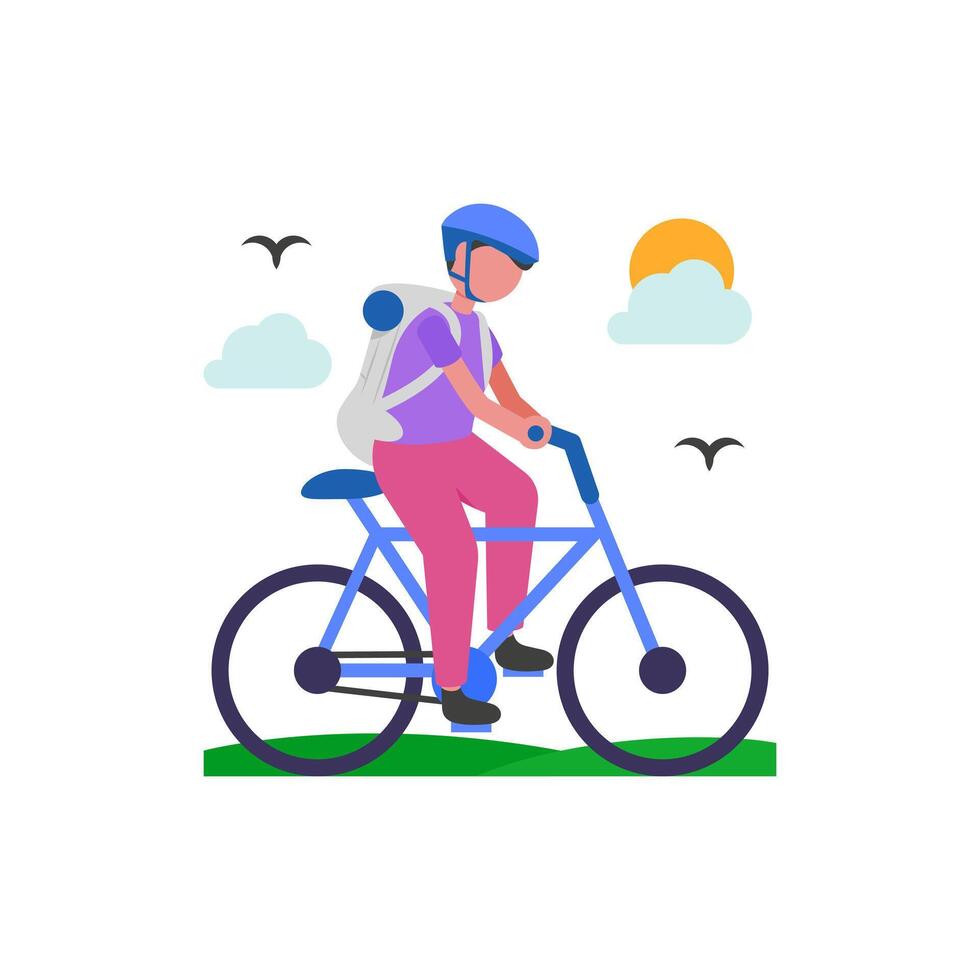 Long Distance Bicycle Touring vector
