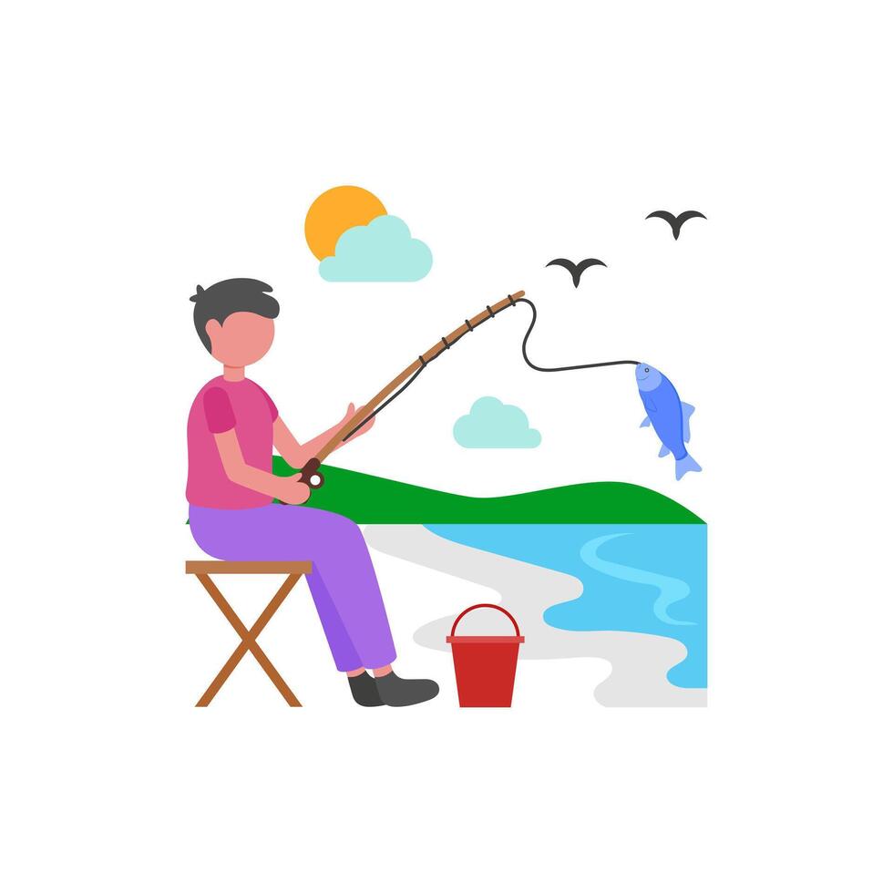 Peaceful Recreational Fishing vector