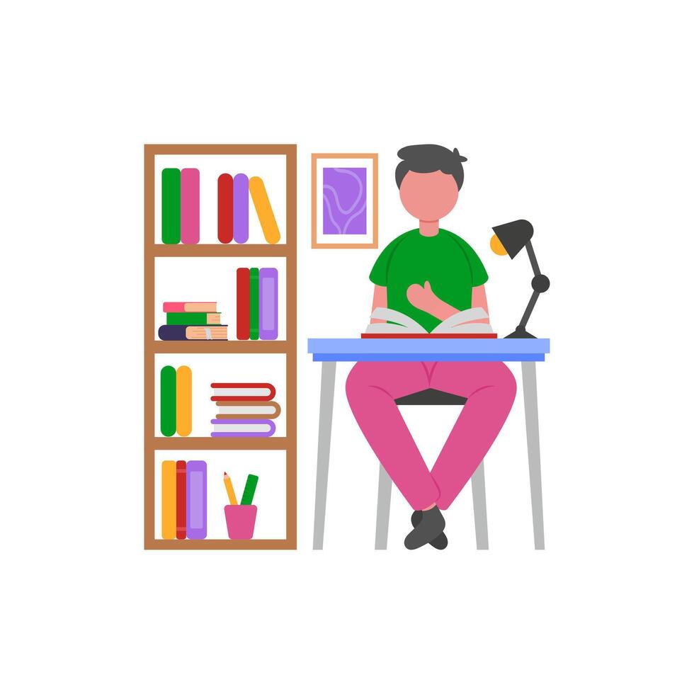 Quiet Library Study Environment vector