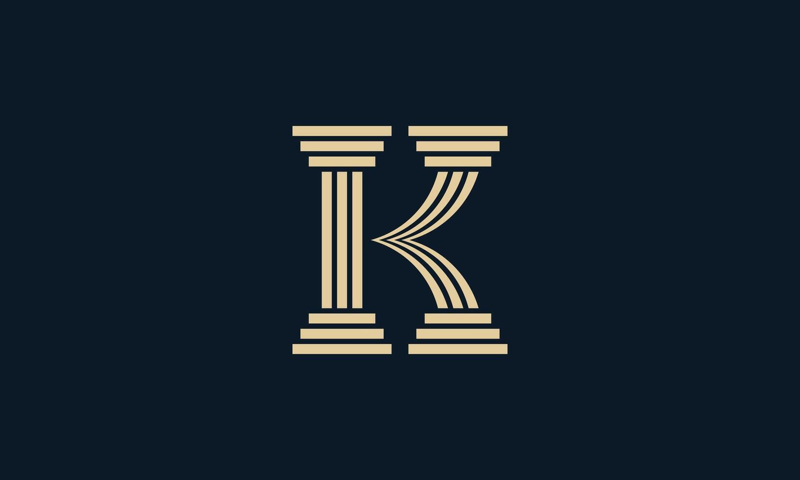 Letter K pillar monogram logo design vector