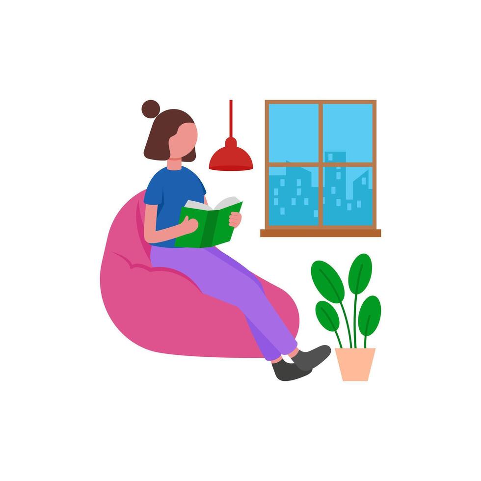 Comfortable Home Study Setup vector