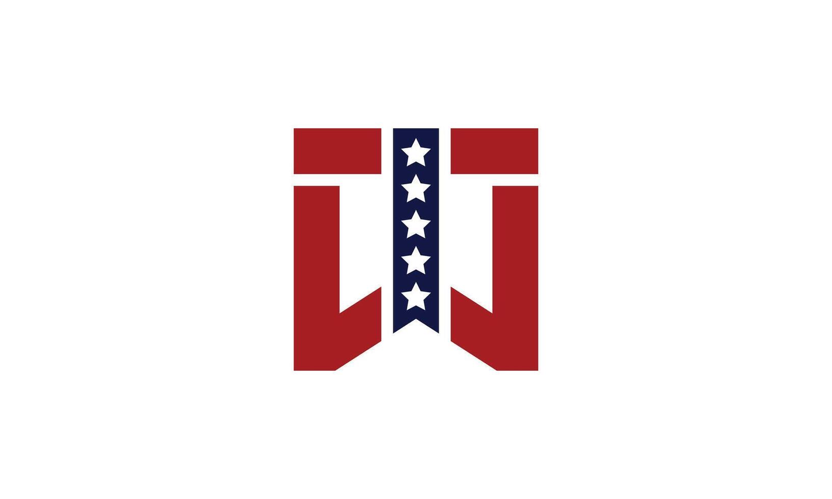 ITW or WTI USA flag monogram logo design vector