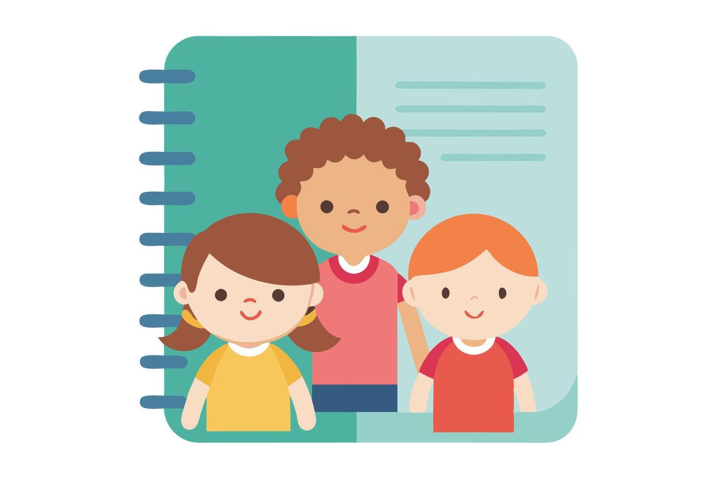 Cartoon Kids Diverse Group With Height Chart, Cheerful Illustration, Flat Design vector