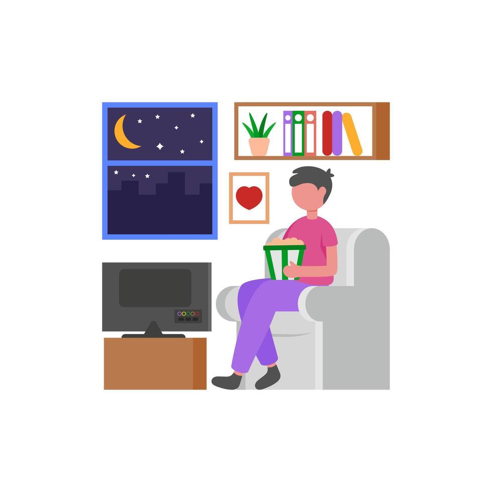Cozy Movie Night Setup vector