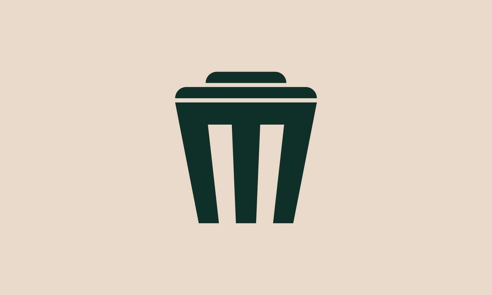 Letter m trash bin monogram logo design vector