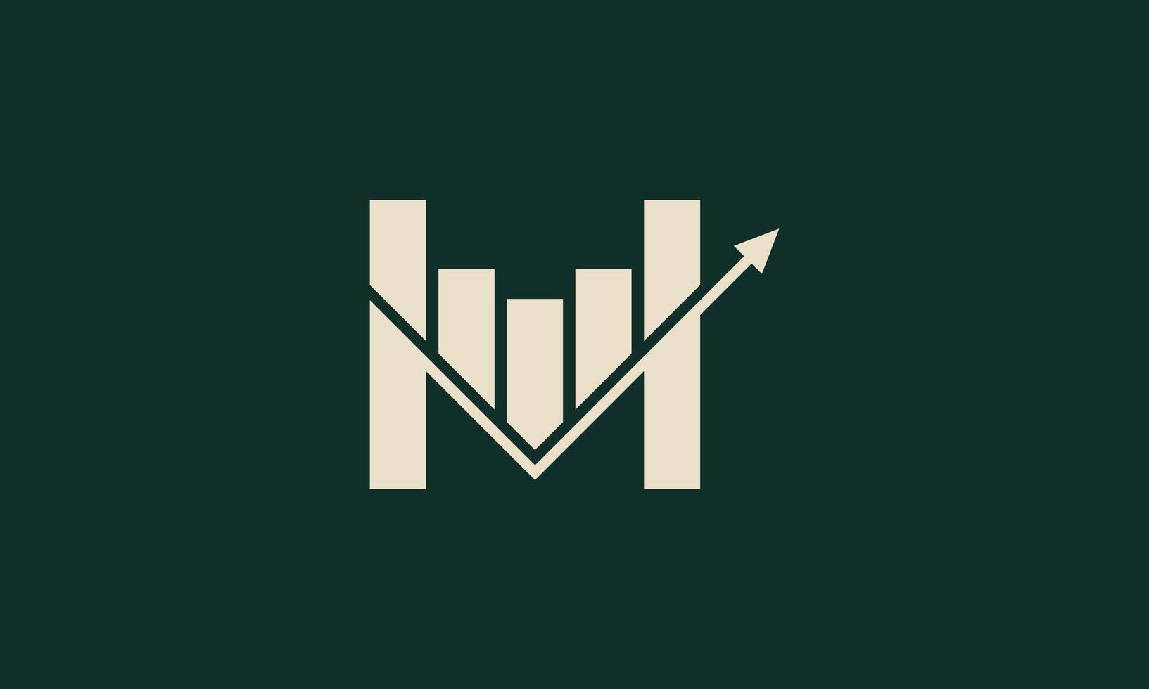 Letter M growing chart monogram logo design vector