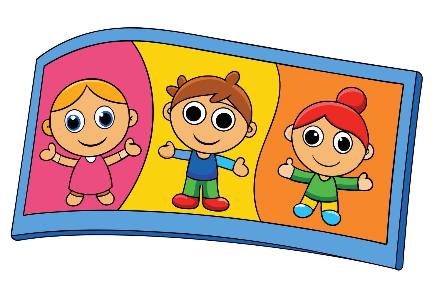 Cartoon Children Set with Blond, Brown, Red Hair on Colorful Backgrounds vector