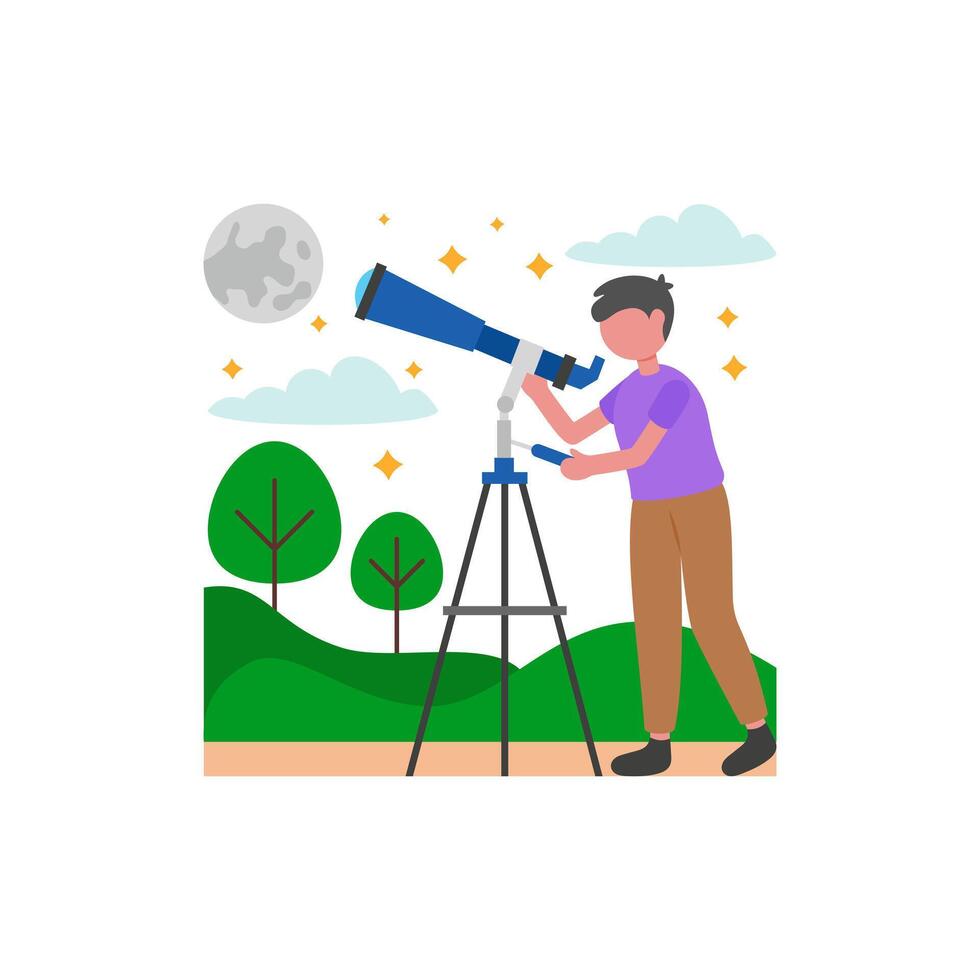 Tranquil Night Sky Viewing vector