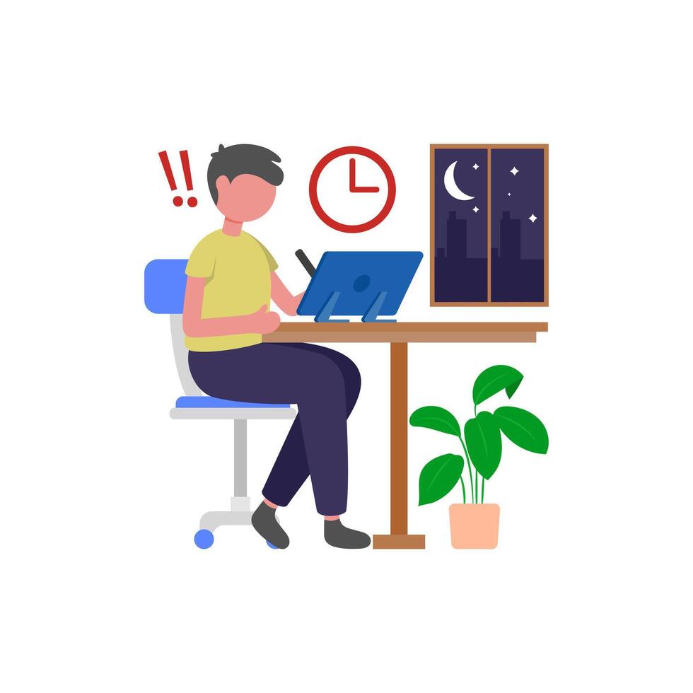 Productive Evening Work Session vector