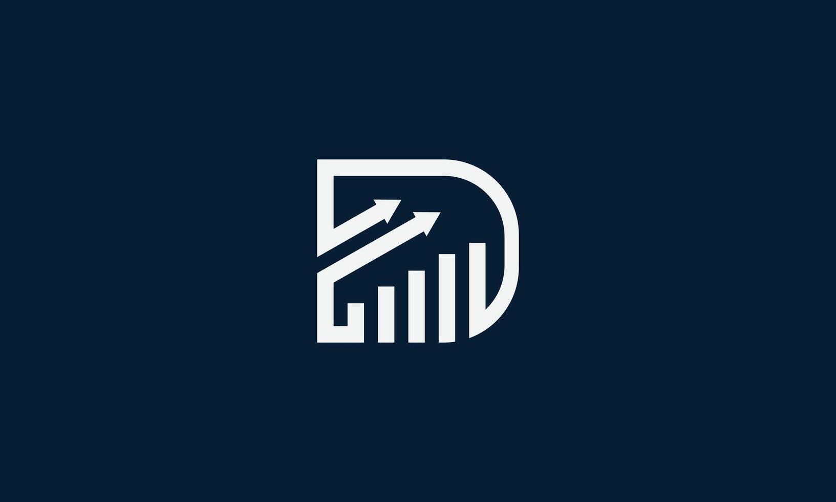 Letter D growing chart monogram log design vector