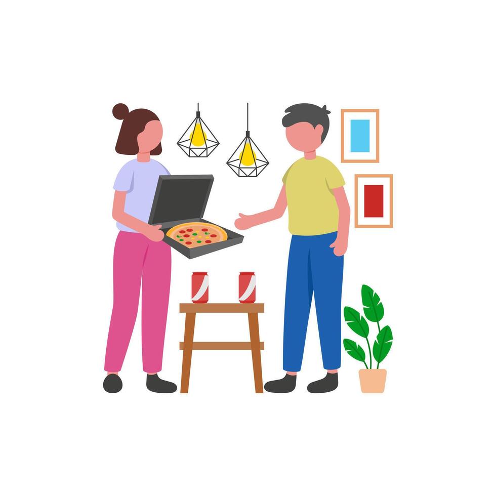 Fun Evening Pizza Gathering vector