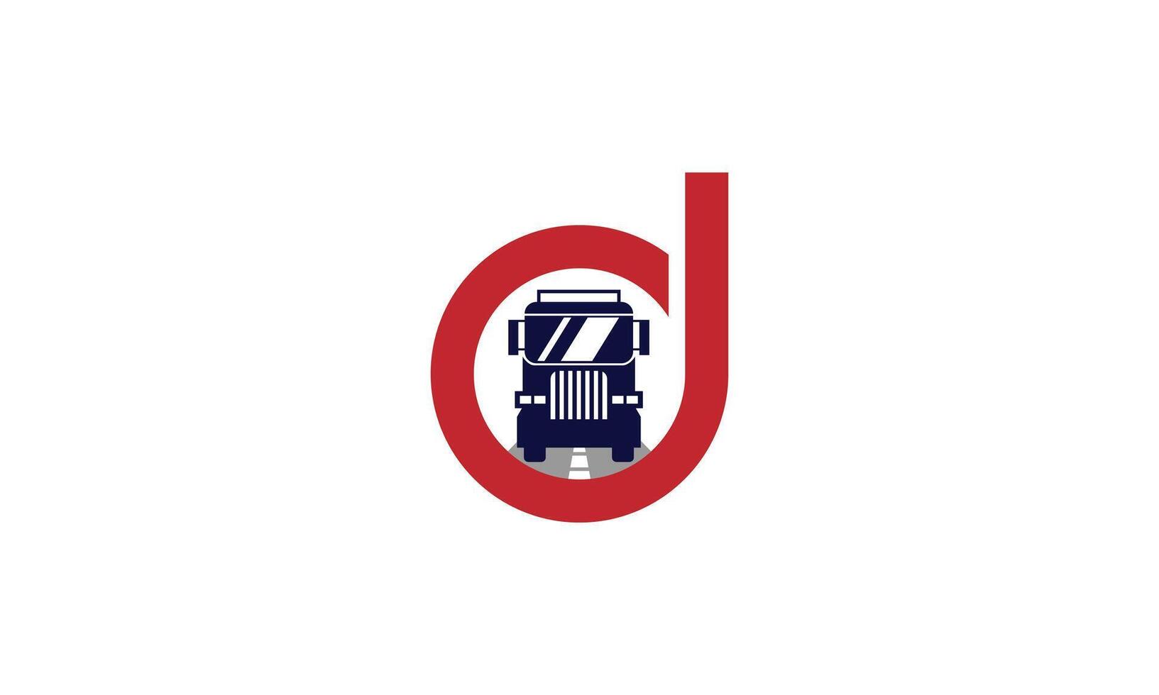 Letter d truck minimalistic monogram logo design vector