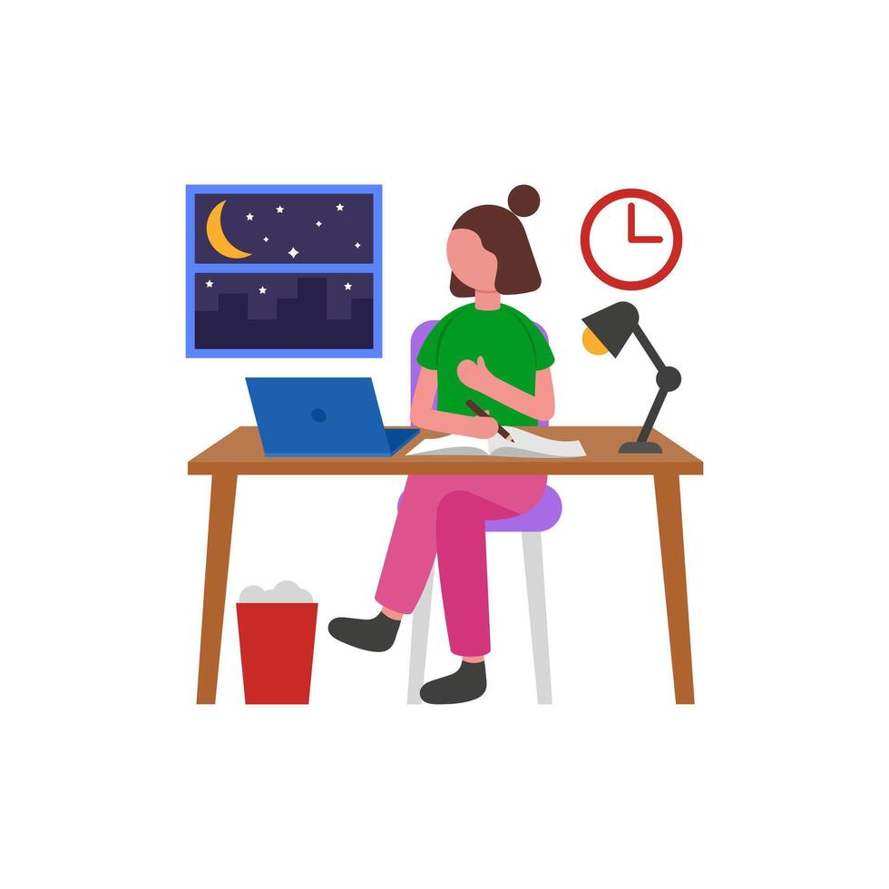 Productive Evening Study Session vector