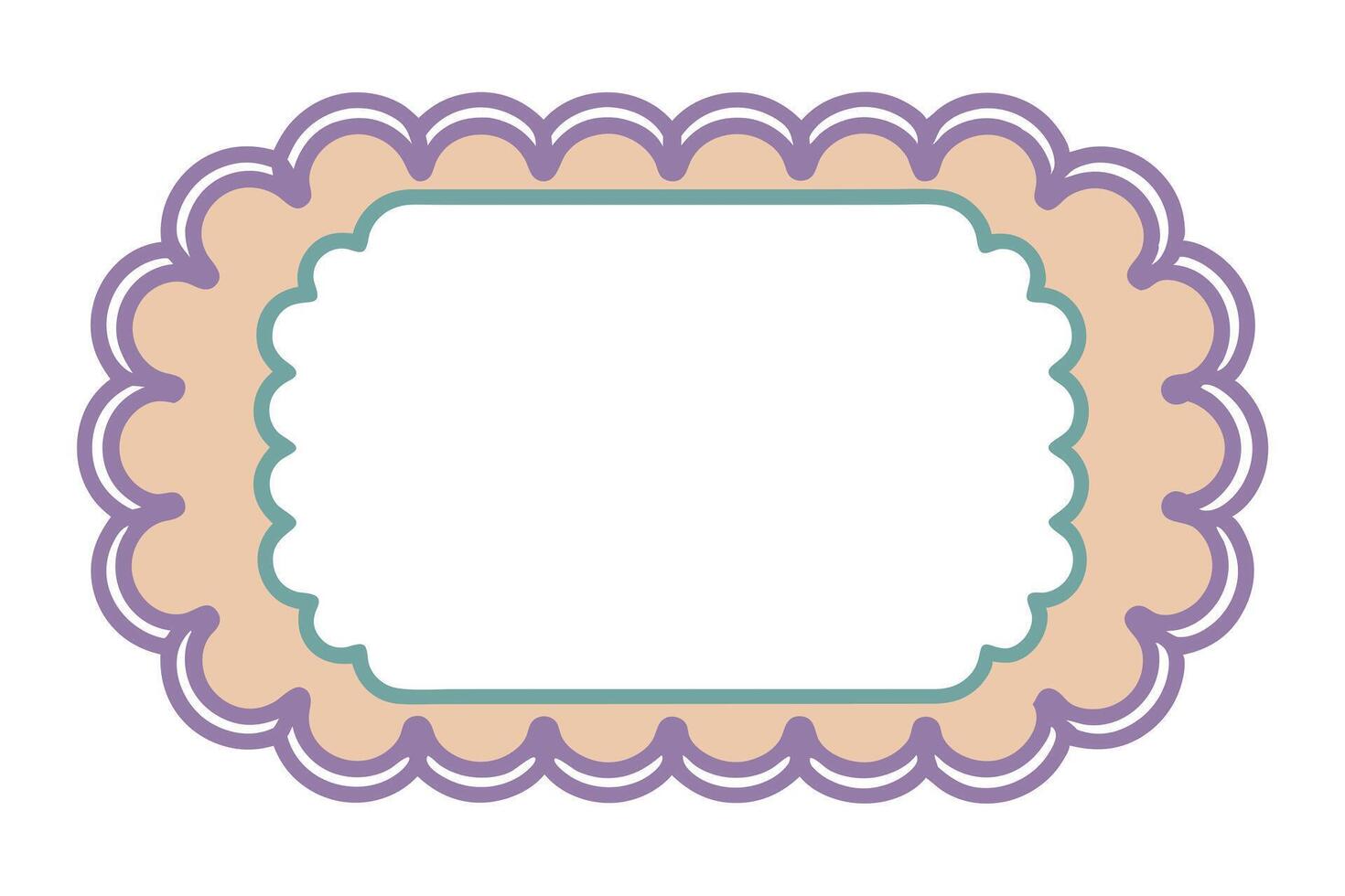 Element with Beige, Lilac and Green Border isolated on a Transparent Backdrop vector
