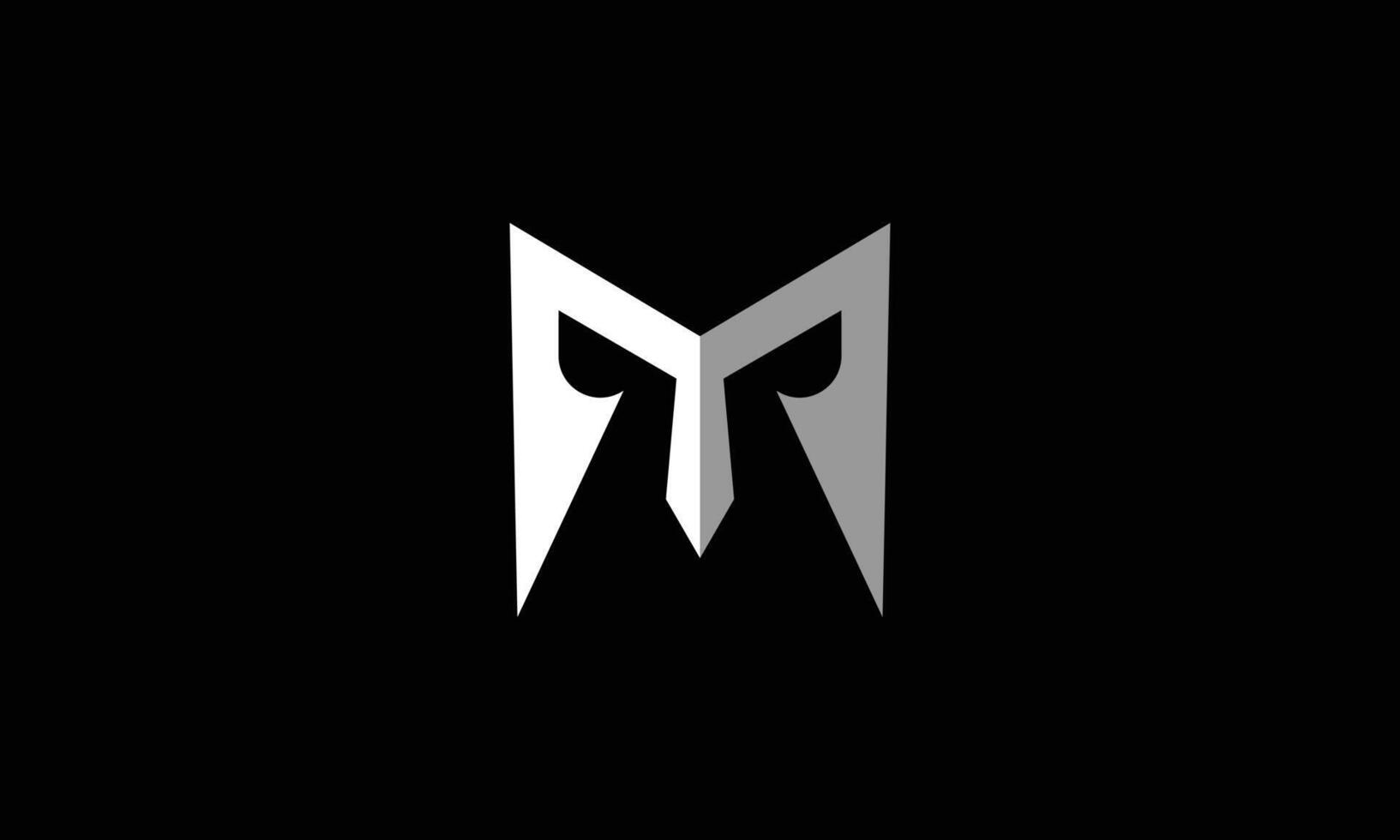 Letter M warrior Helmet monogram logo design vector