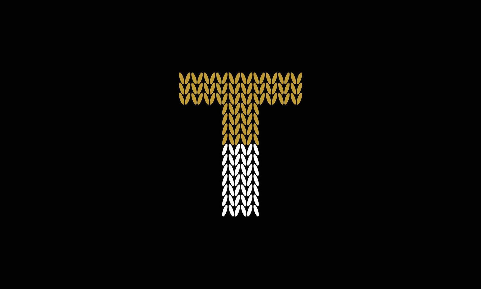 Letter T knitting monogram logo design vector