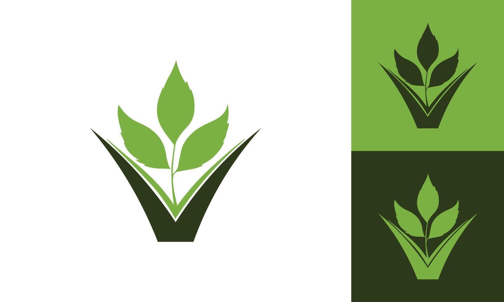 Letter V plant monogram logo design vector