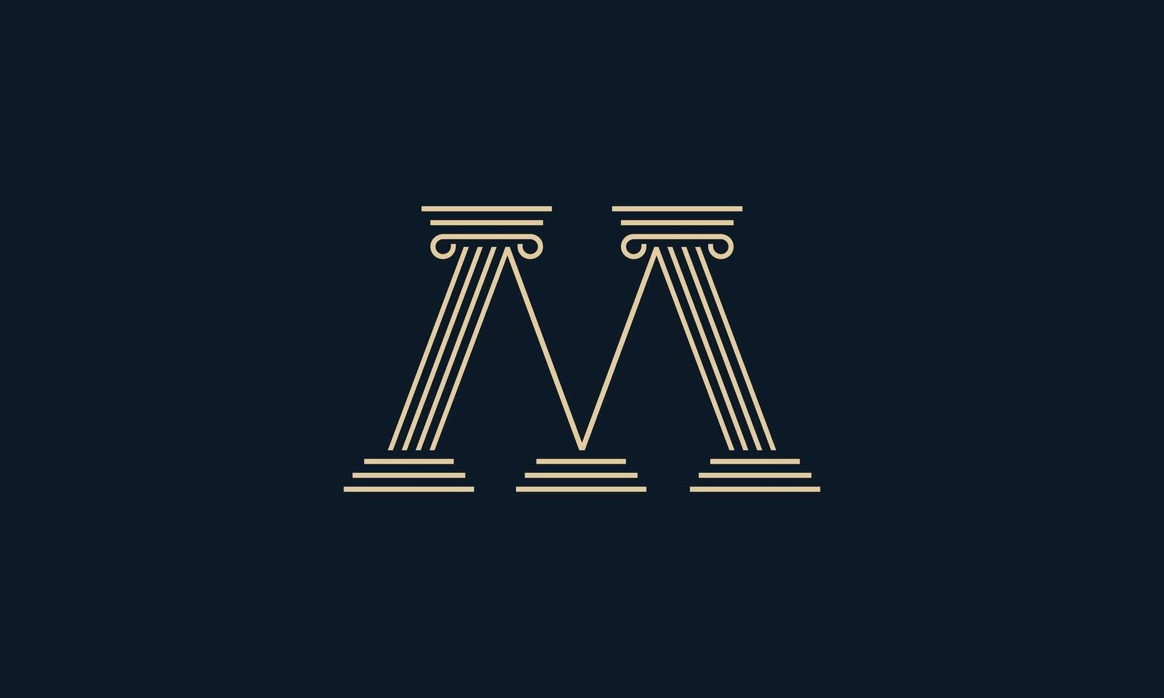 Letter M pillar monogram logo design vector