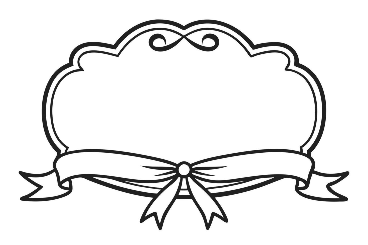 Ornament with Ribbon Elegant Black Bordered Edge with Transparent Background vector