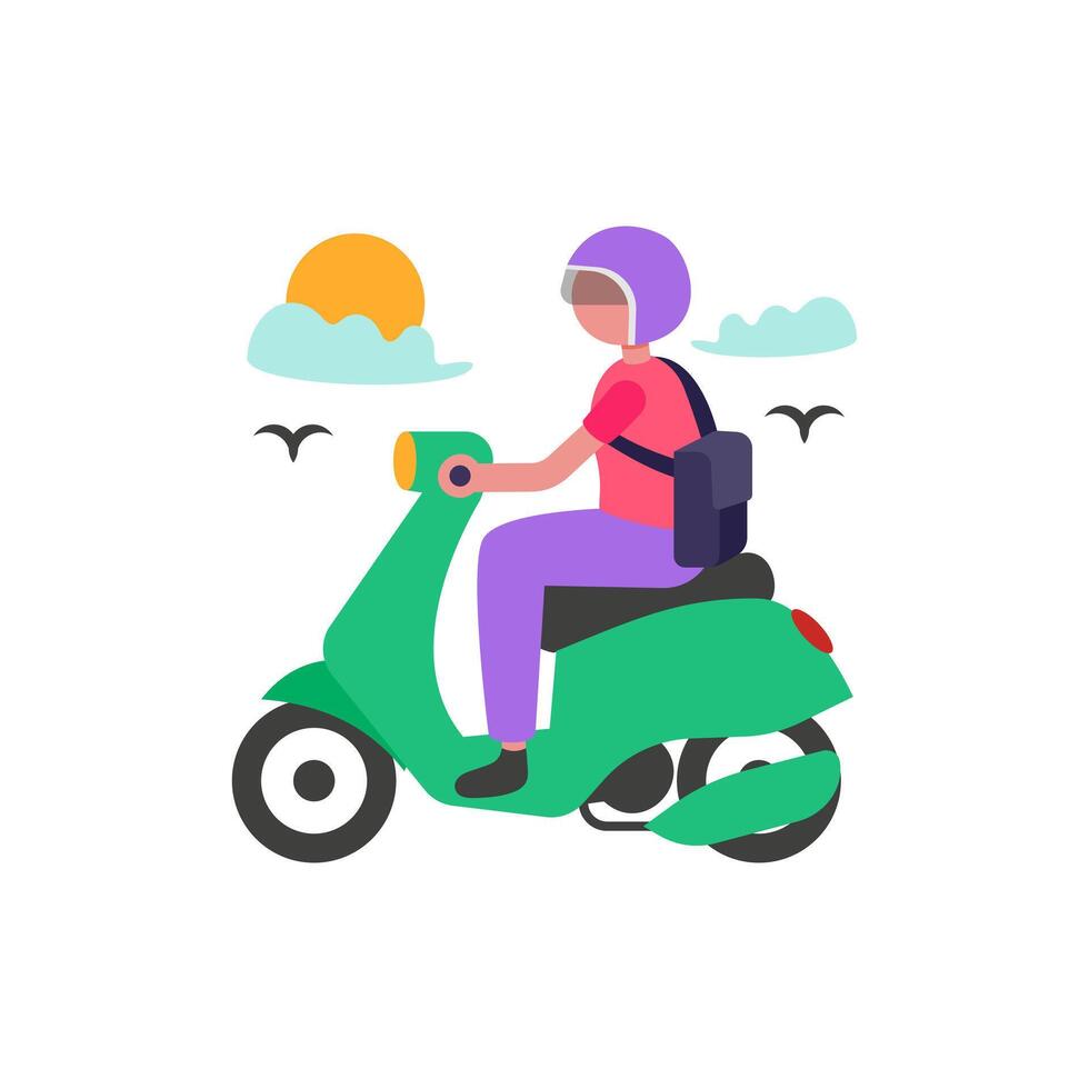 Morning Scooter Commute Adventure vector