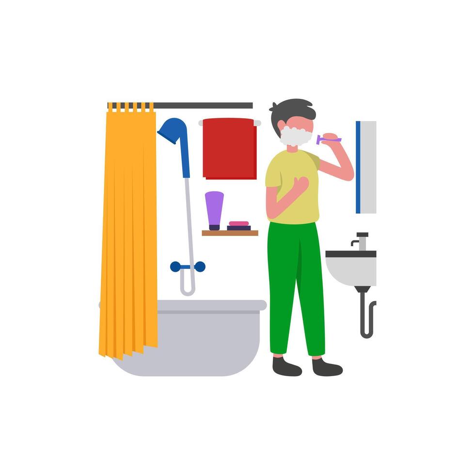 Morning Shaving Routine Carefully vector