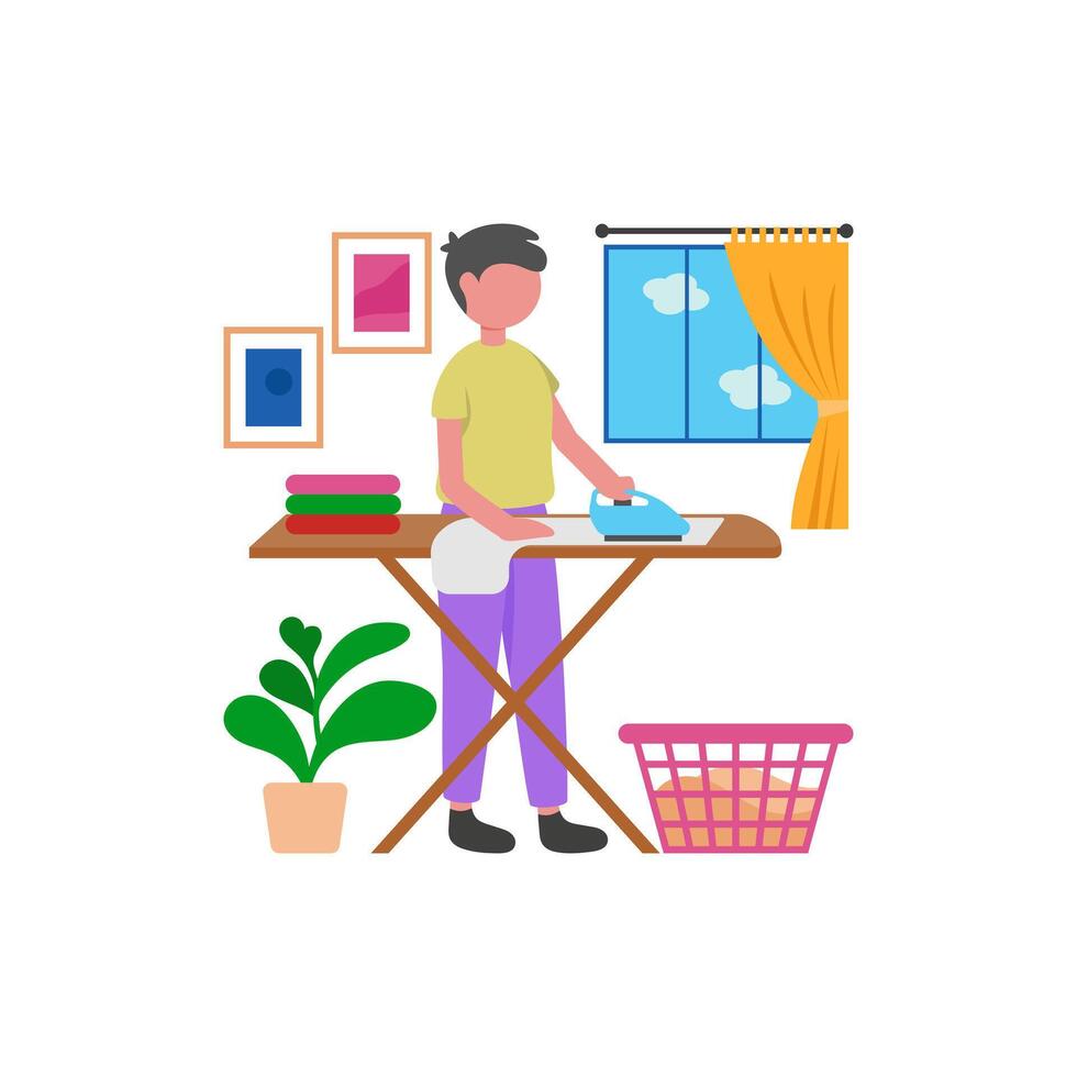 Morning Clothes Ironing Session vector