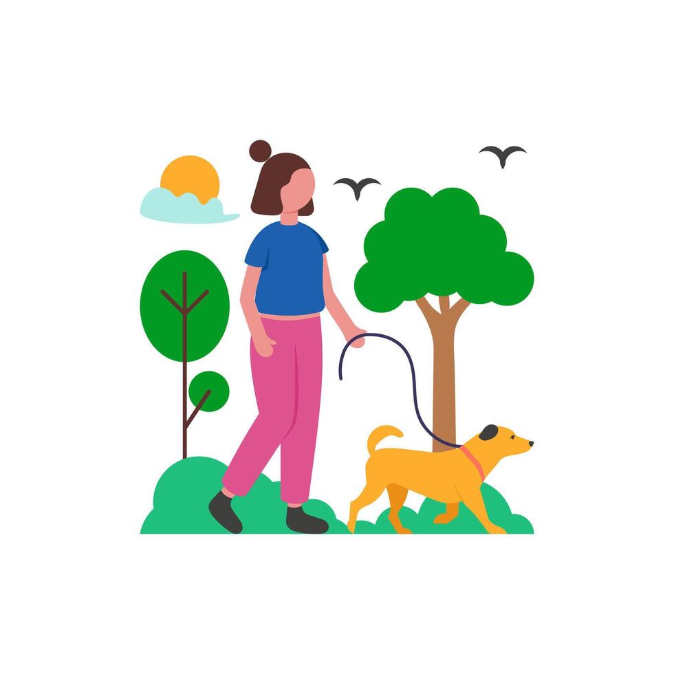 Early Morning Dog Walking vector