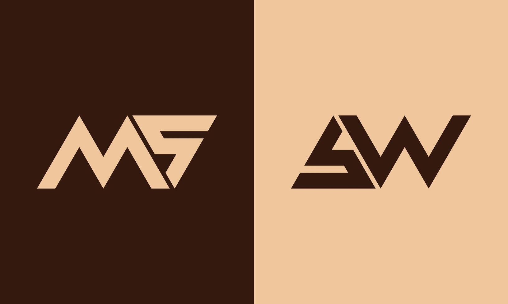 MS or SW monogram logo design vector