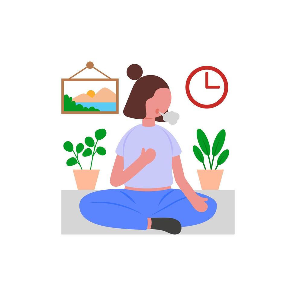 Morning Deep Breathing Exercises vector