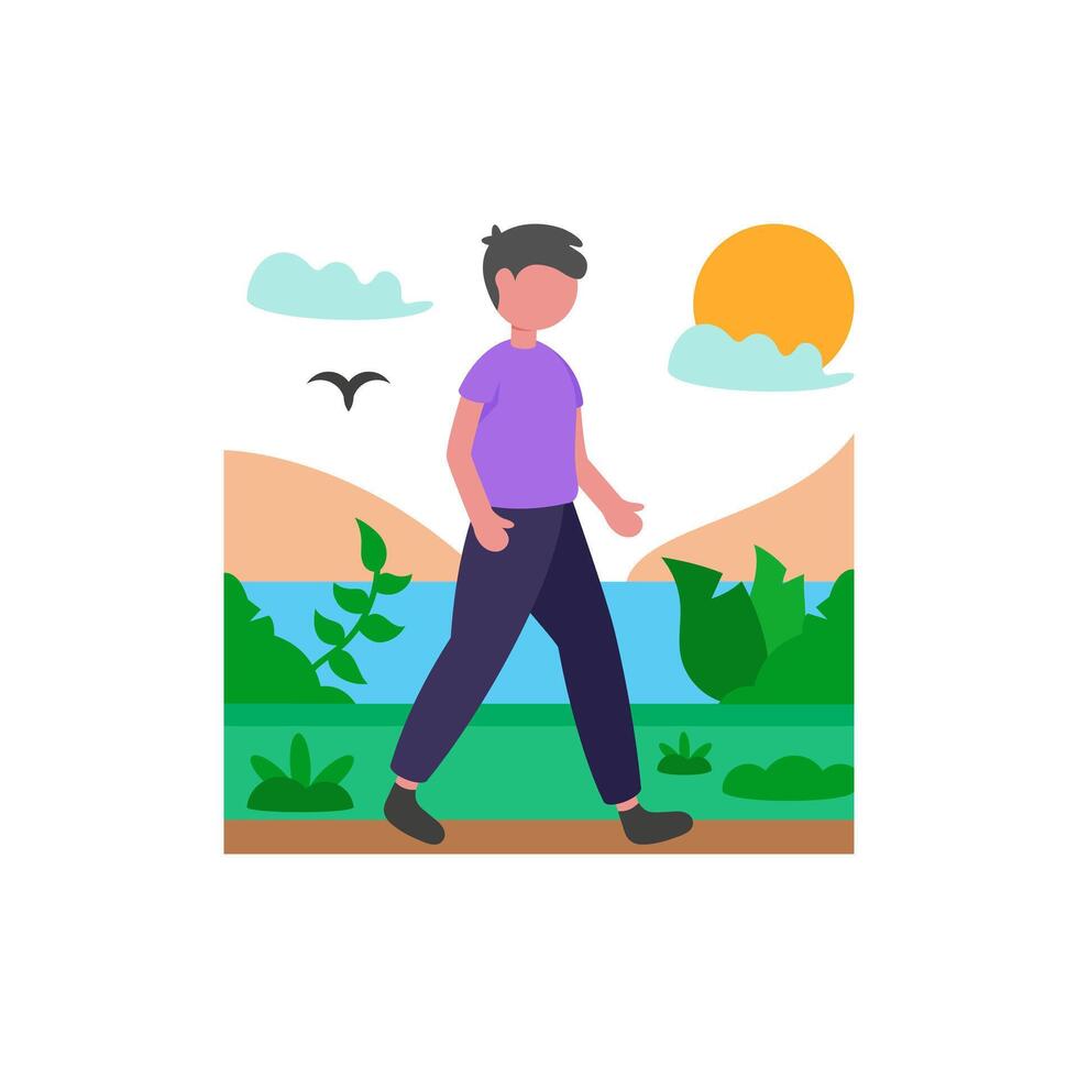 Serene Lake Morning Walk vector