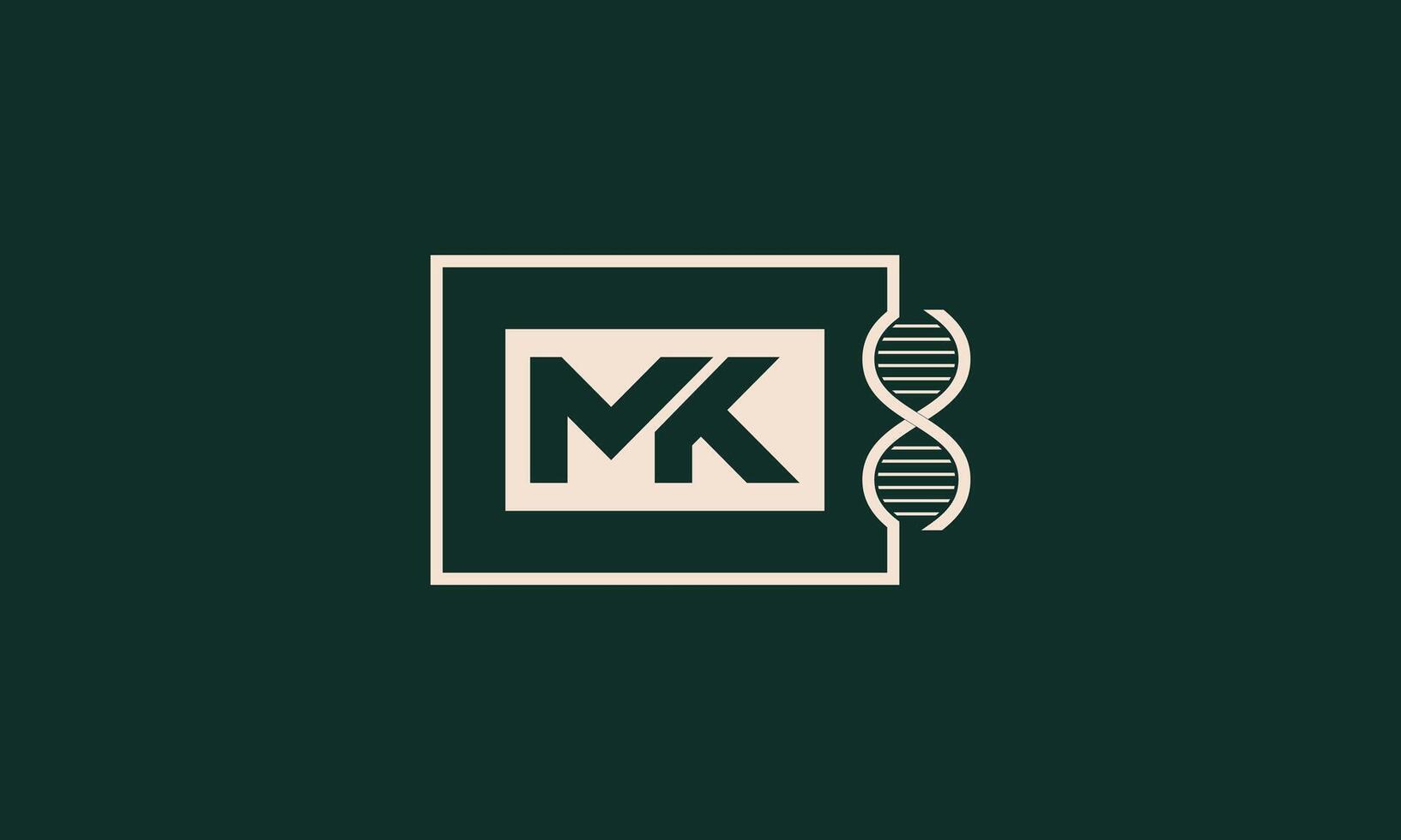 MK DNA monogram logo design vector