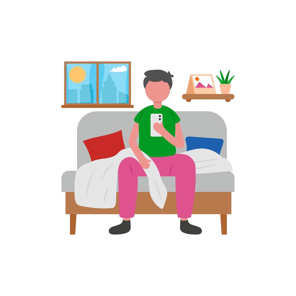 Morning Phone Notification Check vector