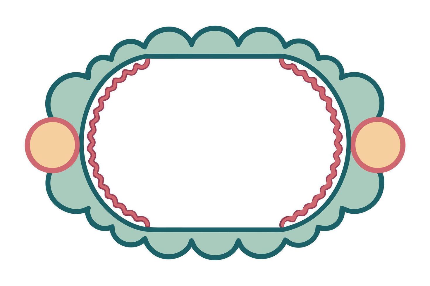 Decorative Teal with Rounded Edge Accents and Light Pink Ruffle Border vector