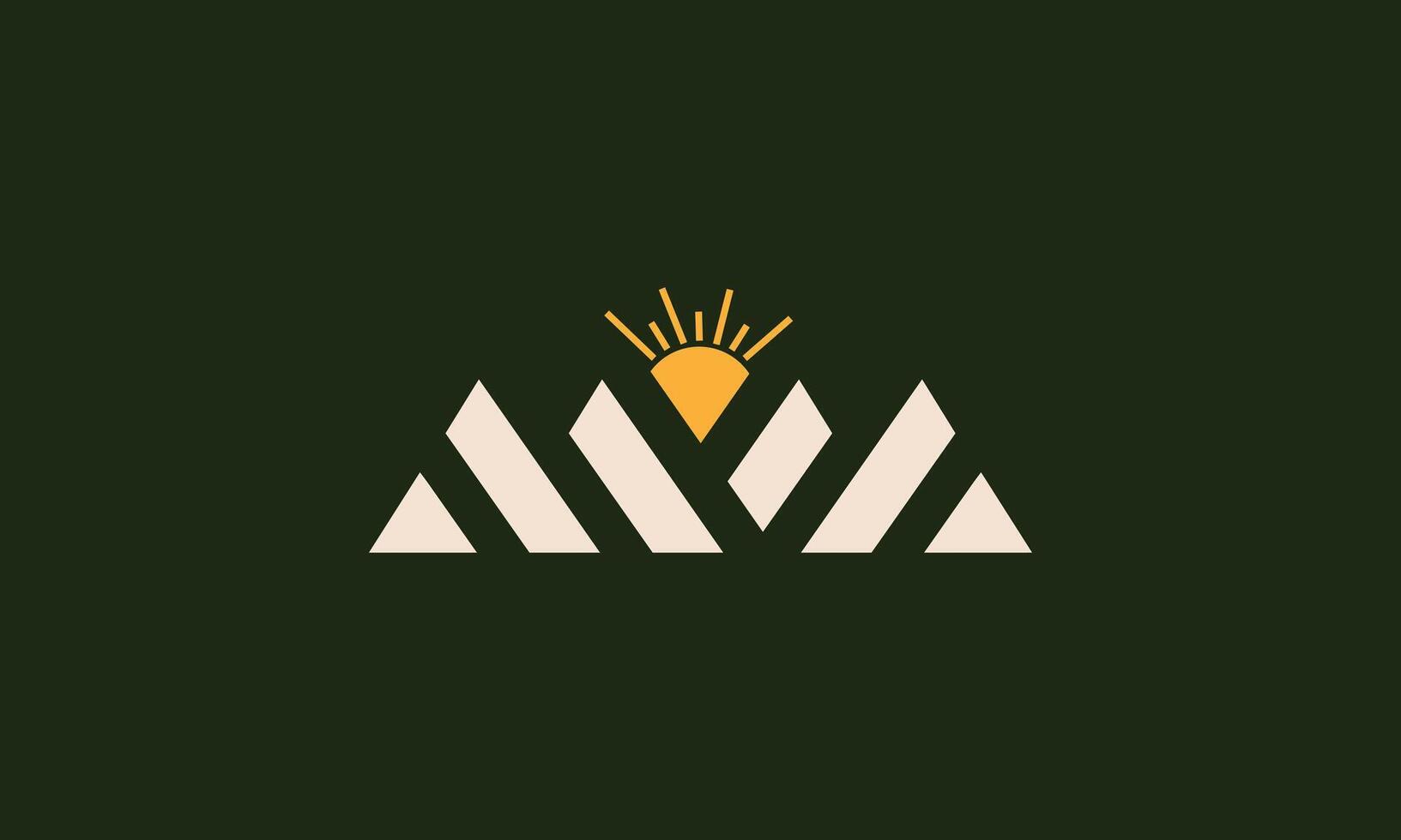 MM mountains and sun monogram logo design vector