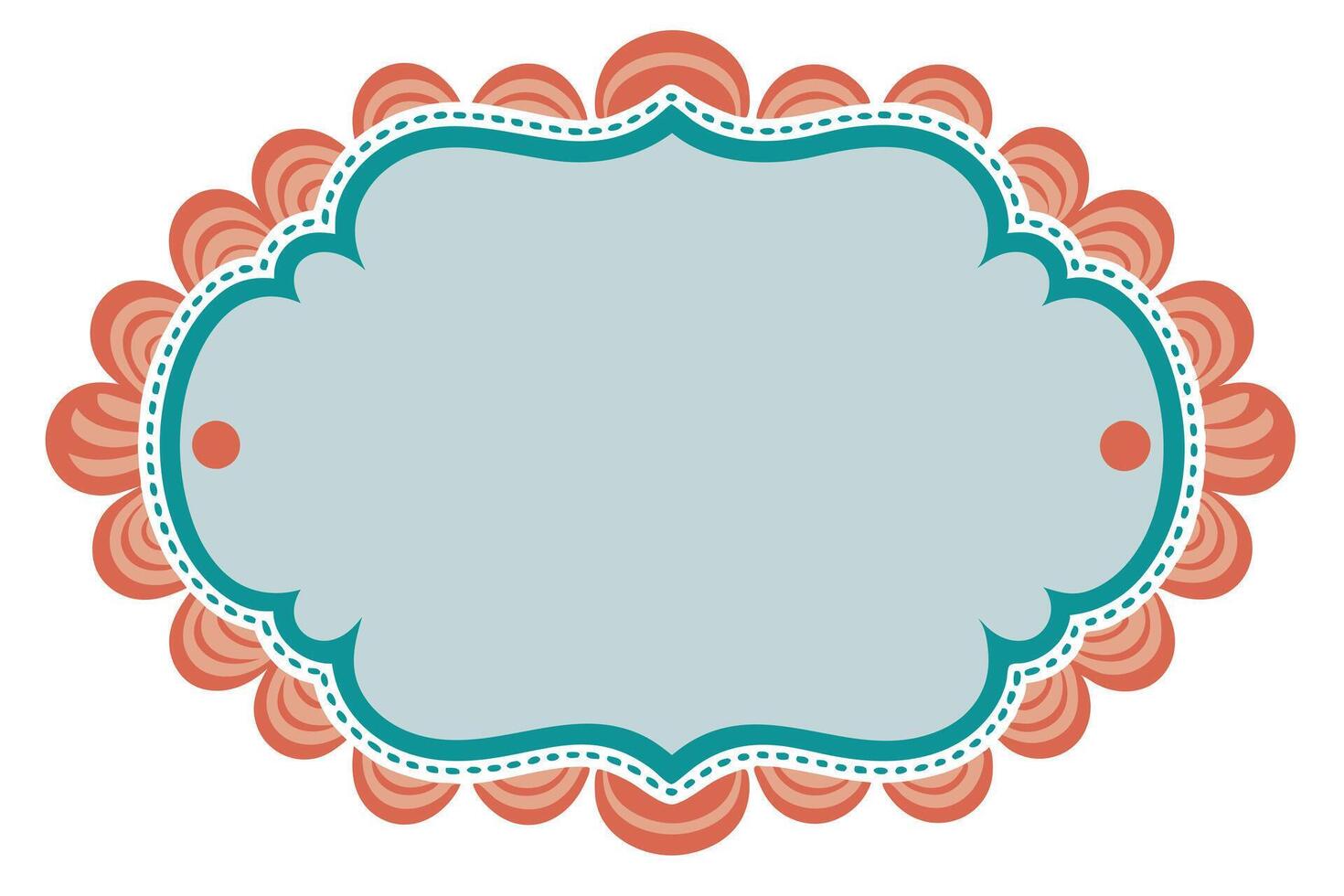 Teal Blue Ornamental Label with Floral Pattern on a White Background Design vector