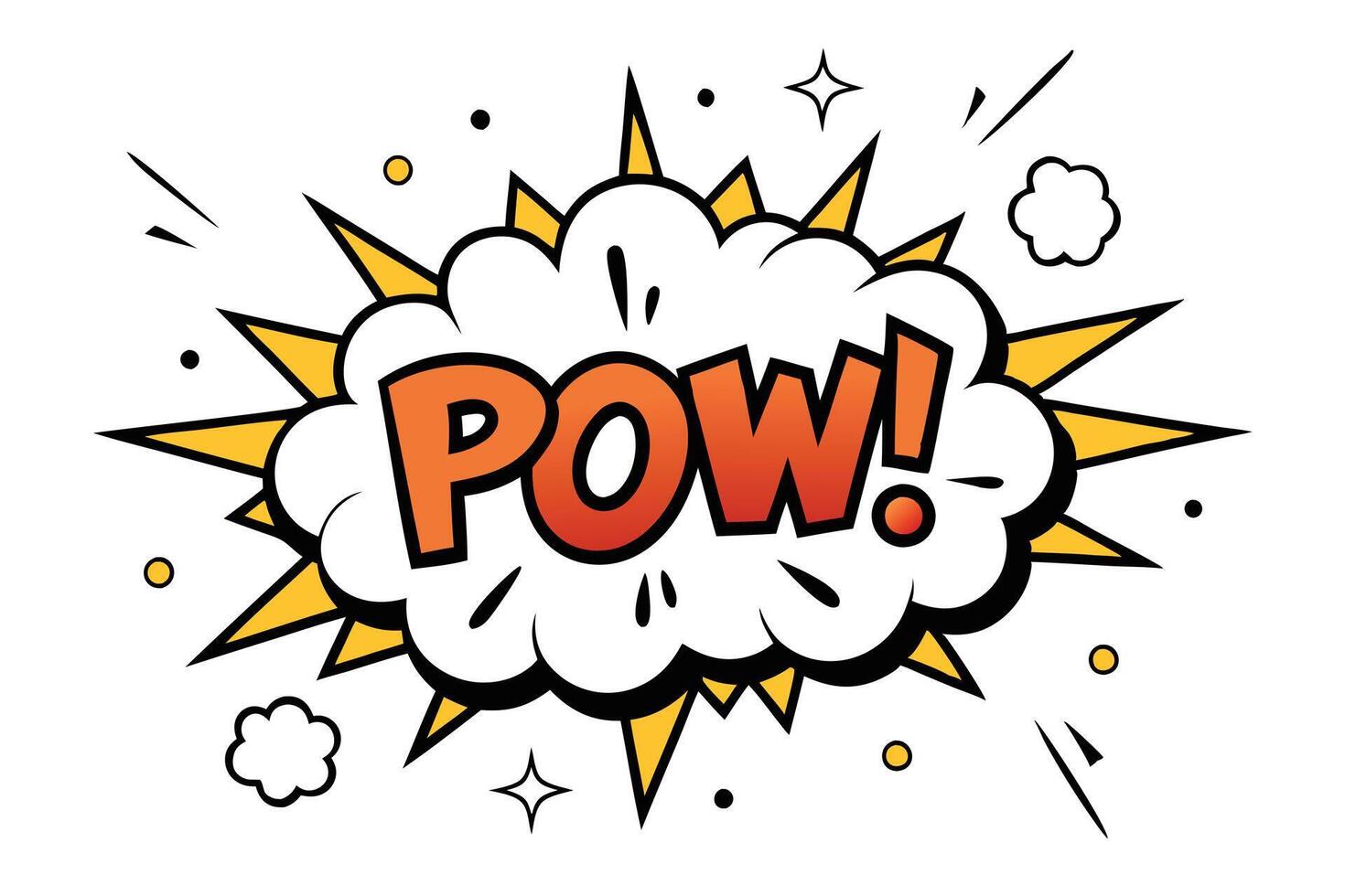 POW .Comic Burst with Cloud and Star Accents on a White Background vector